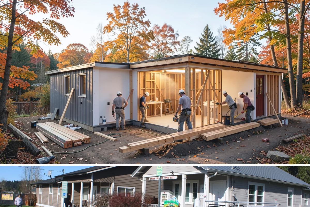 Zero-Step Entry Construction in South Prairie, Pierce County, WA - Concrete and grading work goes fastest in the drier late-spring through early-fall window.