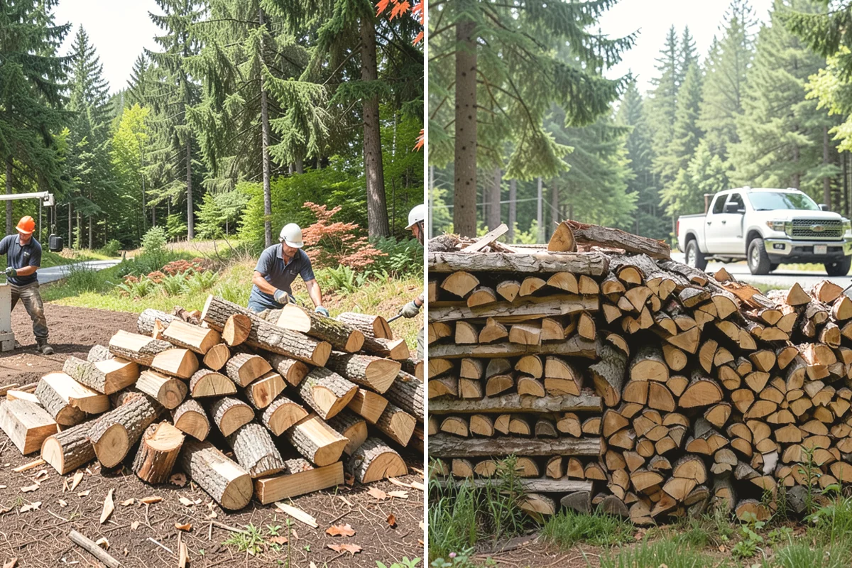 Air-Dried Firewood in Anacortes, Skagit County, WA - Rounds are split and stacked off the ground