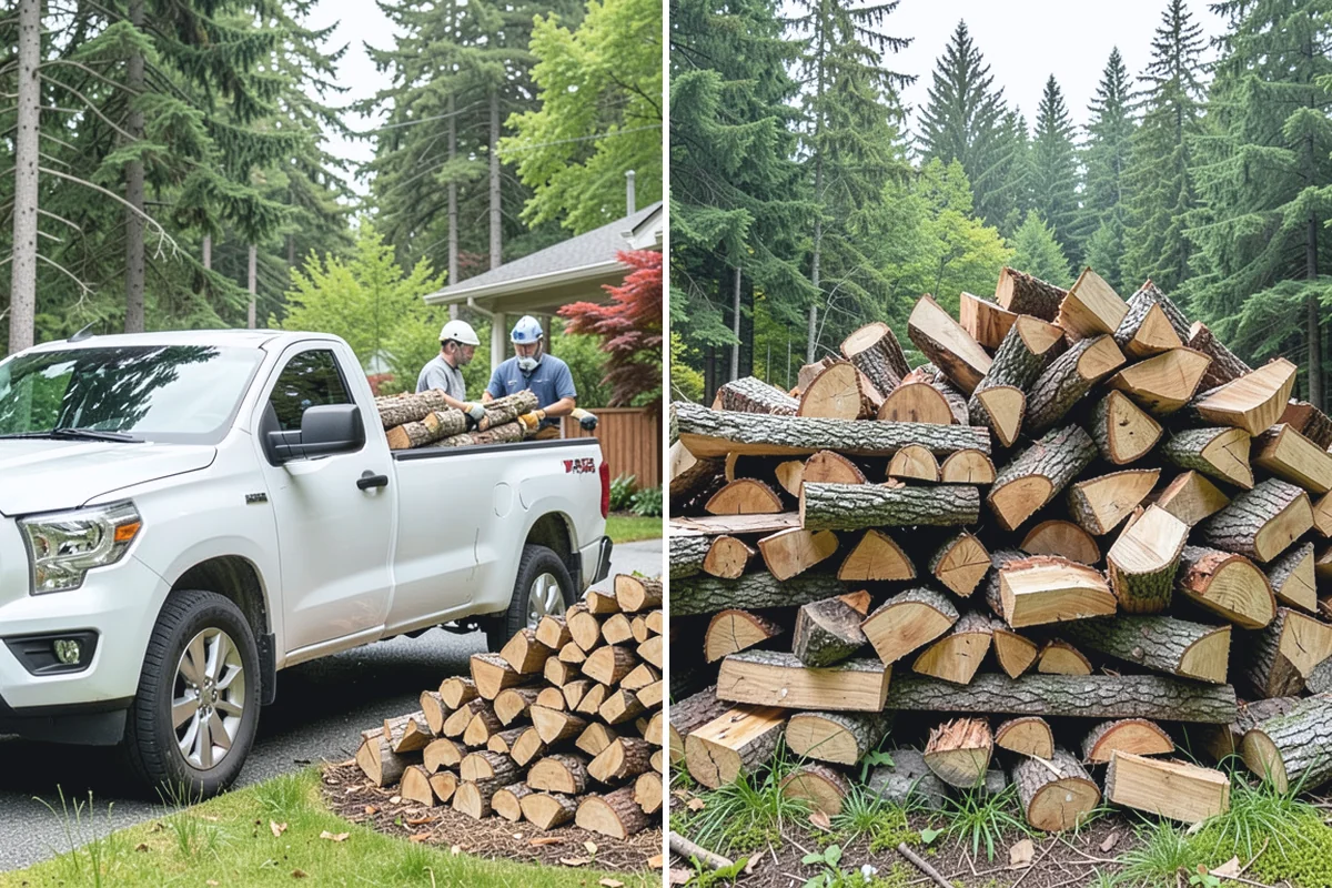 Air-Dried Firewood in Buckley, Pierce County, WA - Rounds are split and stacked off the ground