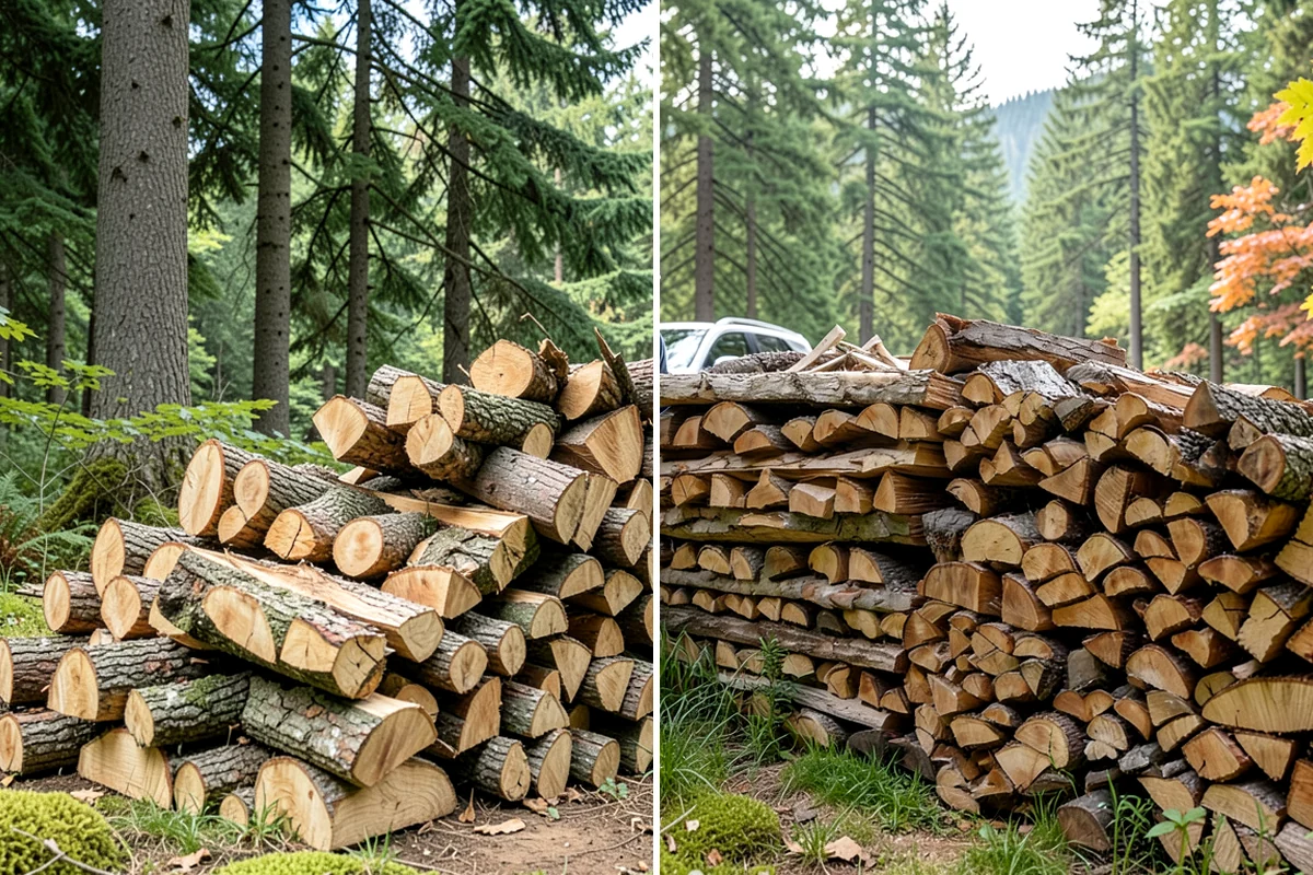 Air-Dried Firewood in Concrete, Skagit County, WA - Rounds are split and stacked off the ground