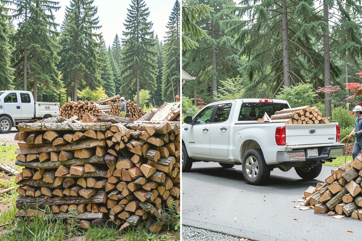 Air-Dried Firewood in Edgewood, WA - Rounds are split and stacked off the ground