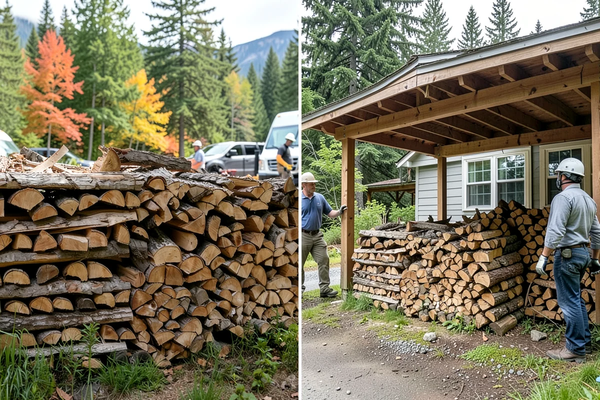 Air-Dried Firewood in Everett, Snohomish County, WA - Rounds are split and stacked off the ground