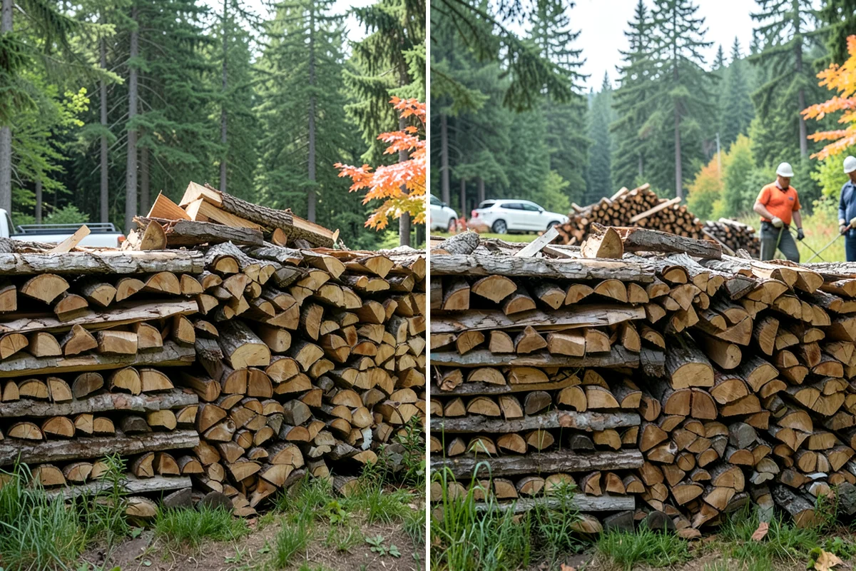 Air-Dried Firewood in Gig Harbor, Pierce County, WA - Rounds are split and stacked off the ground