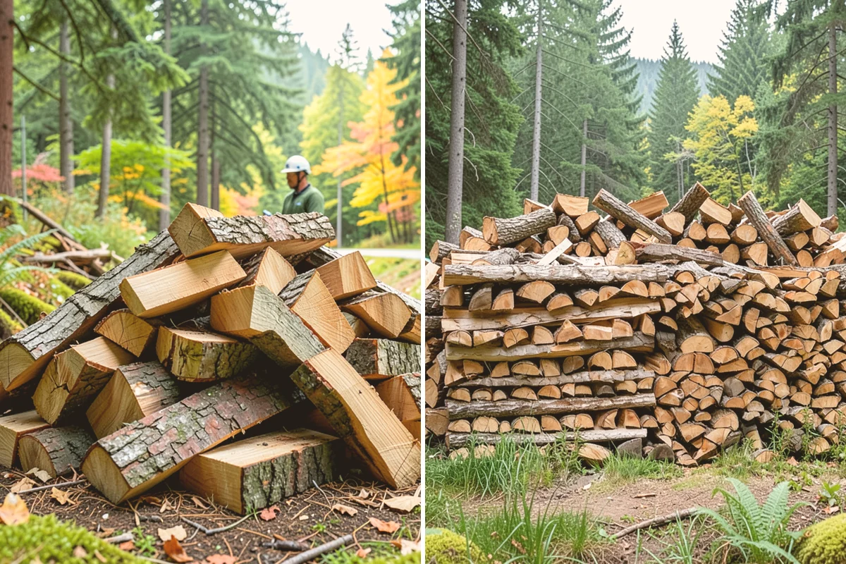 Air-Dried Firewood in Kirkland, King County, WA - Rounds are split and stacked off the ground