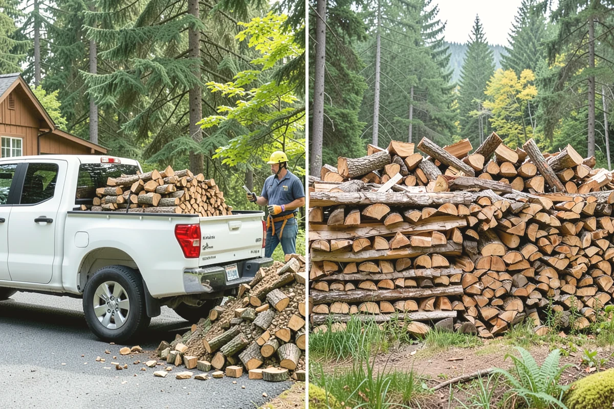 Air-Dried Firewood in Lake Stevens, Snohomish County, WA - Rounds are split and stacked off the ground