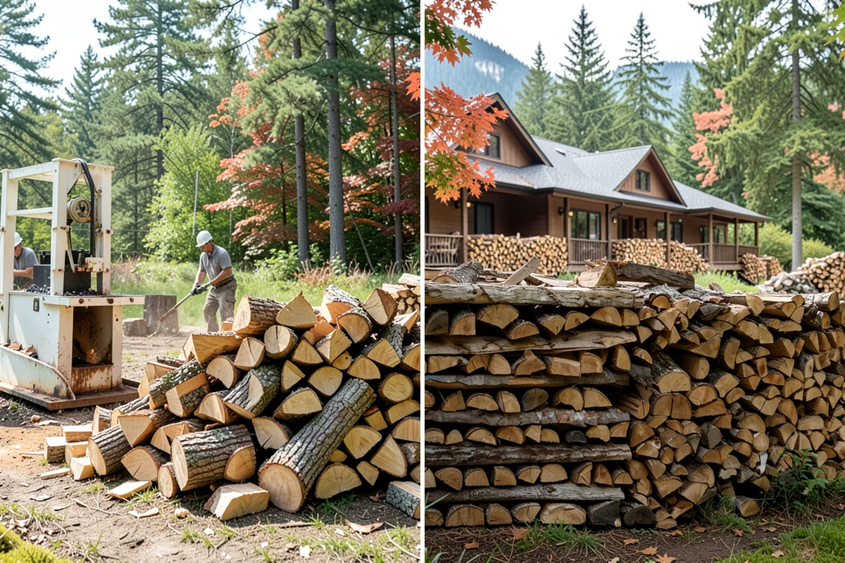 Air-Dried Firewood in Lakewood, Pierce County, WA - Rounds are split and stacked off the ground