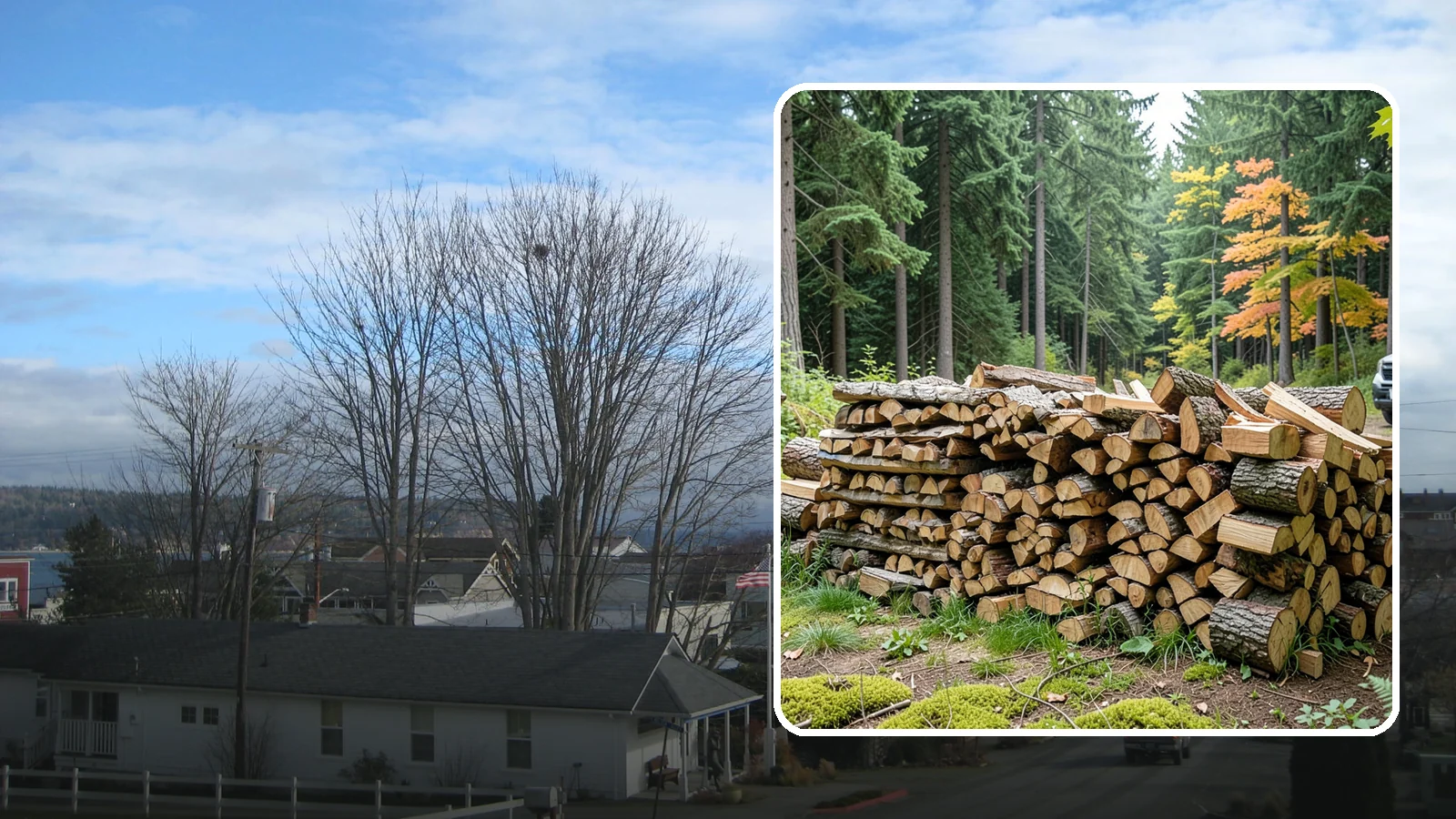 Air-Dried Firewood in Langley, Island County, WA - Wood that has cured naturally outdoors through open-air seasoning for reliable burning.
