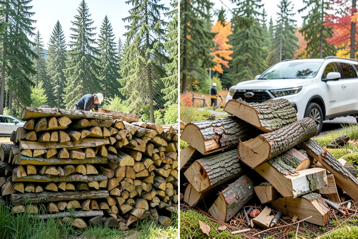 Air-Dried Firewood in Lyman, WA - Rounds are split and stacked off the ground