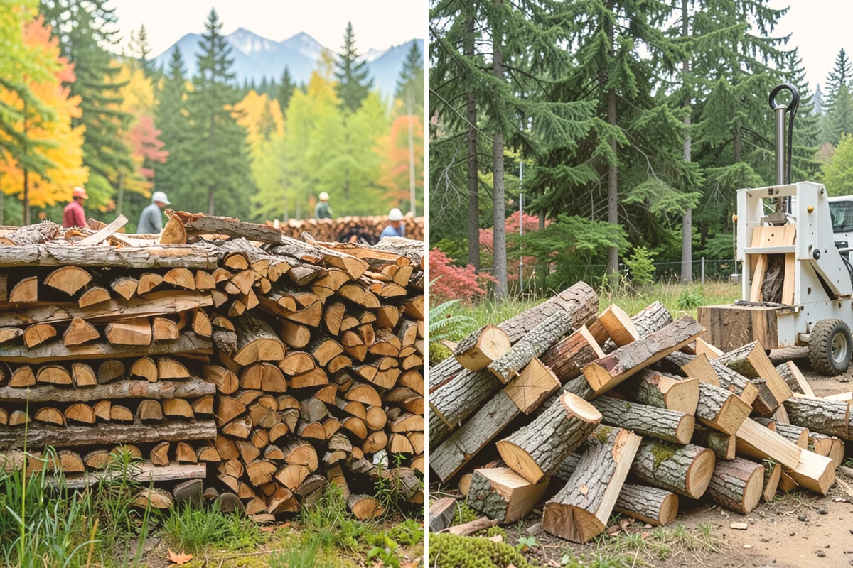 Air-Dried Firewood in Lynnwood, Snohomish County, WA - Rounds are split and stacked off the ground
