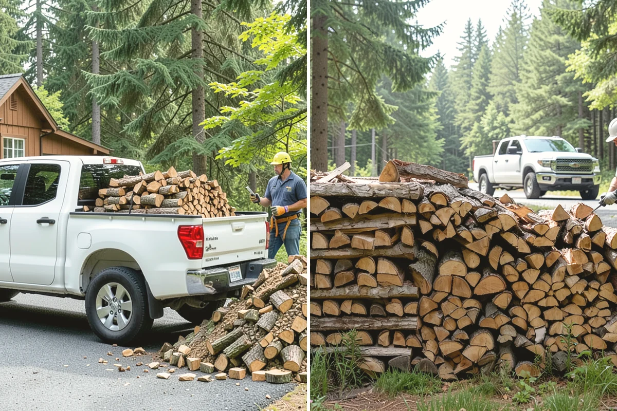 Air-Dried Firewood in Monroe, Snohomish County, WA - Rounds are split and stacked off the ground
