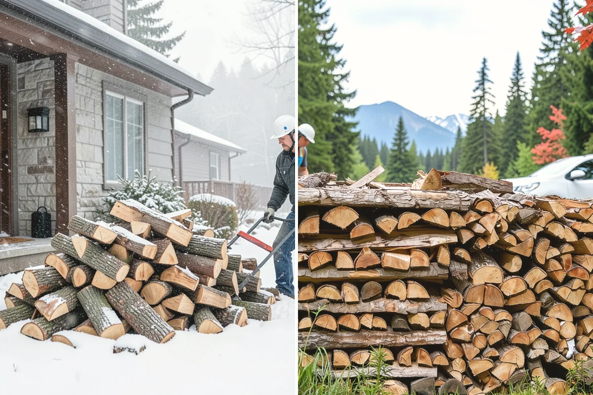 Air-Dried Firewood in Mukilteo, Snohomish County, WA - Rounds are split and stacked off the ground