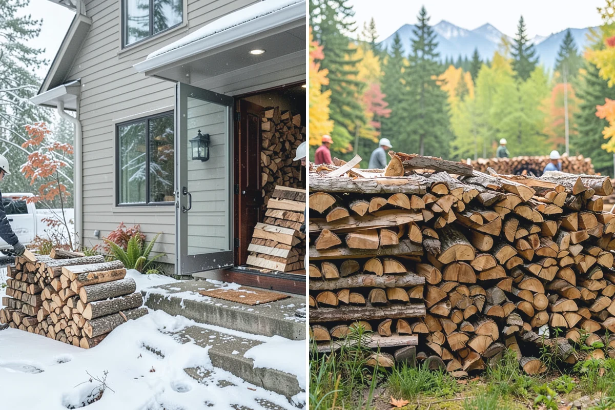Air-Dried Firewood in Redmond, King County, WA - Rounds are split and stacked off the ground