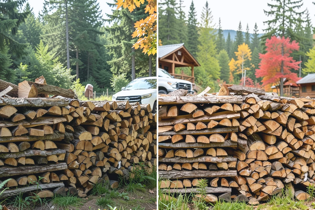 Air-Dried Firewood in Renton, King County, WA - Rounds are split and stacked off the ground