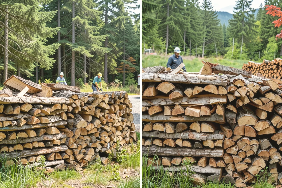 Air-Dried Firewood in Steilacoom, Pierce County, WA - Rounds are split and stacked off the ground