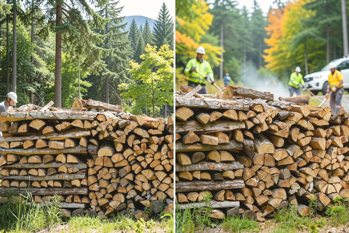 Air-Dried Firewood in University Place, Pierce County, WA - Rounds are split and stacked off the ground