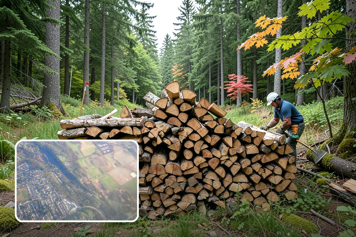 Backyard Delivery in Algona, King County, WA - Wood placed close to where you burn it
