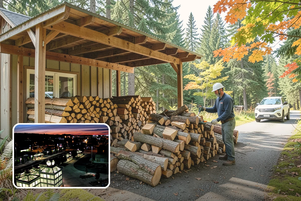 Backyard Delivery in Auburn, King County, WA - Wood placed close to where you burn it