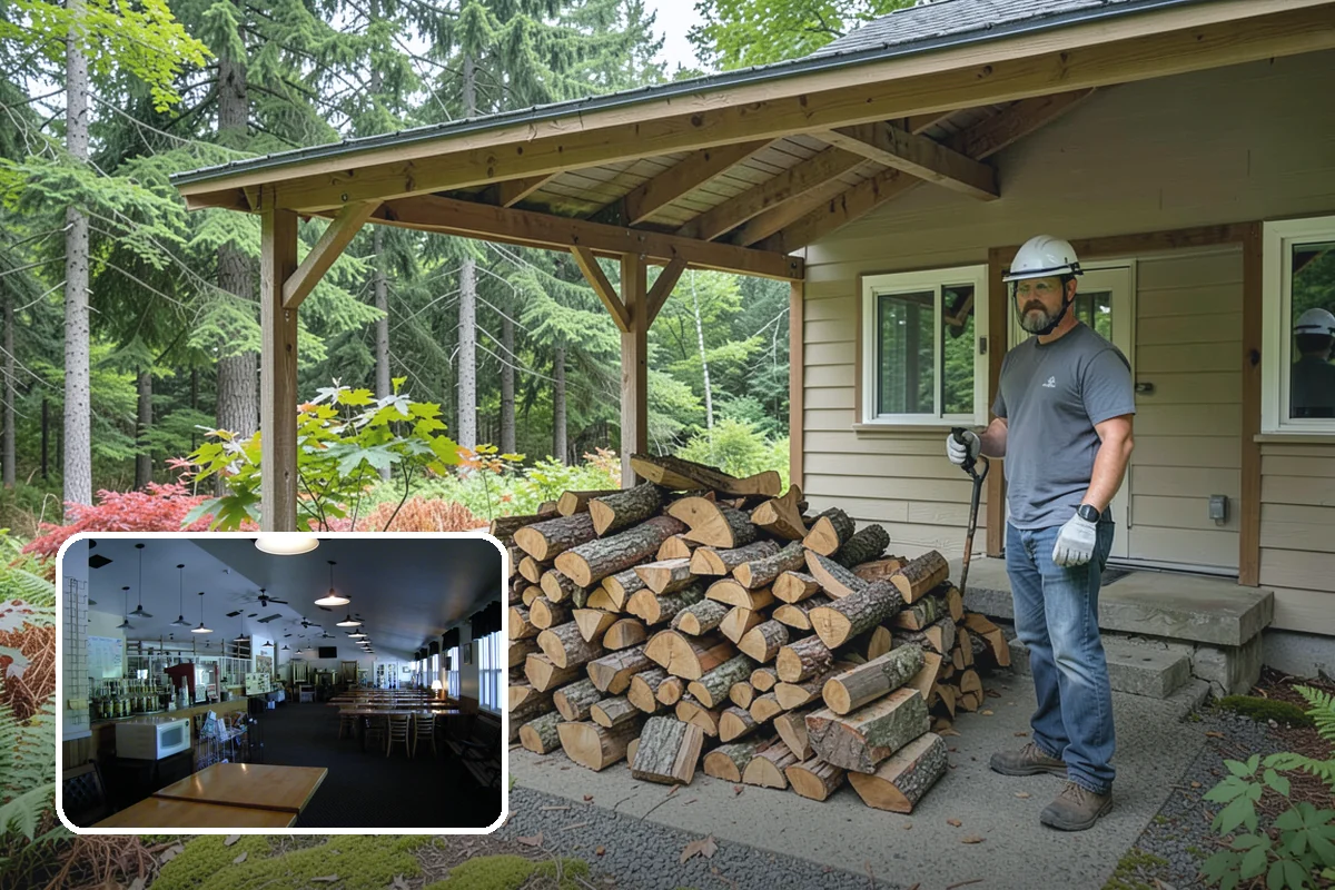 Backyard Delivery in Black Diamond, King County, WA - Wood placed close to where you burn it