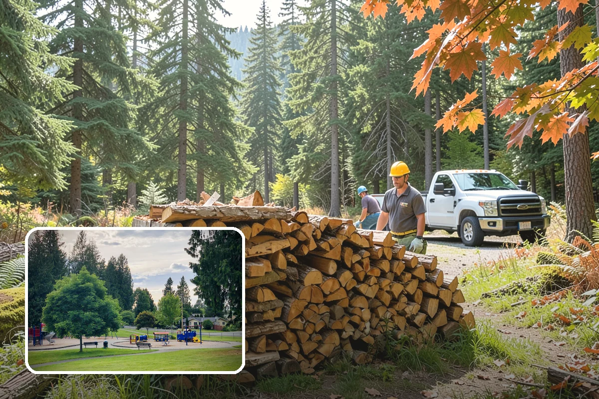 Backyard Delivery in Bonney Lake, Pierce County, WA - Wood placed close to where you burn it