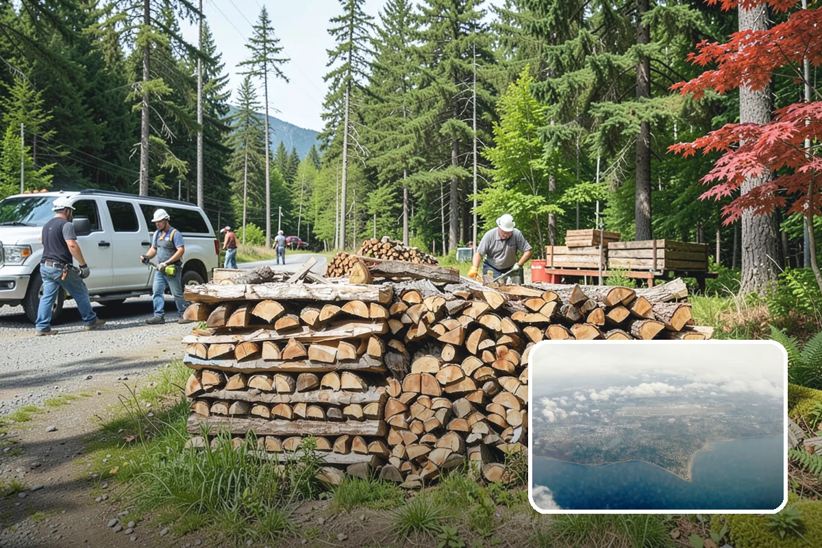 Backyard Delivery in Burien, King County, WA - Wood placed close to where you burn it