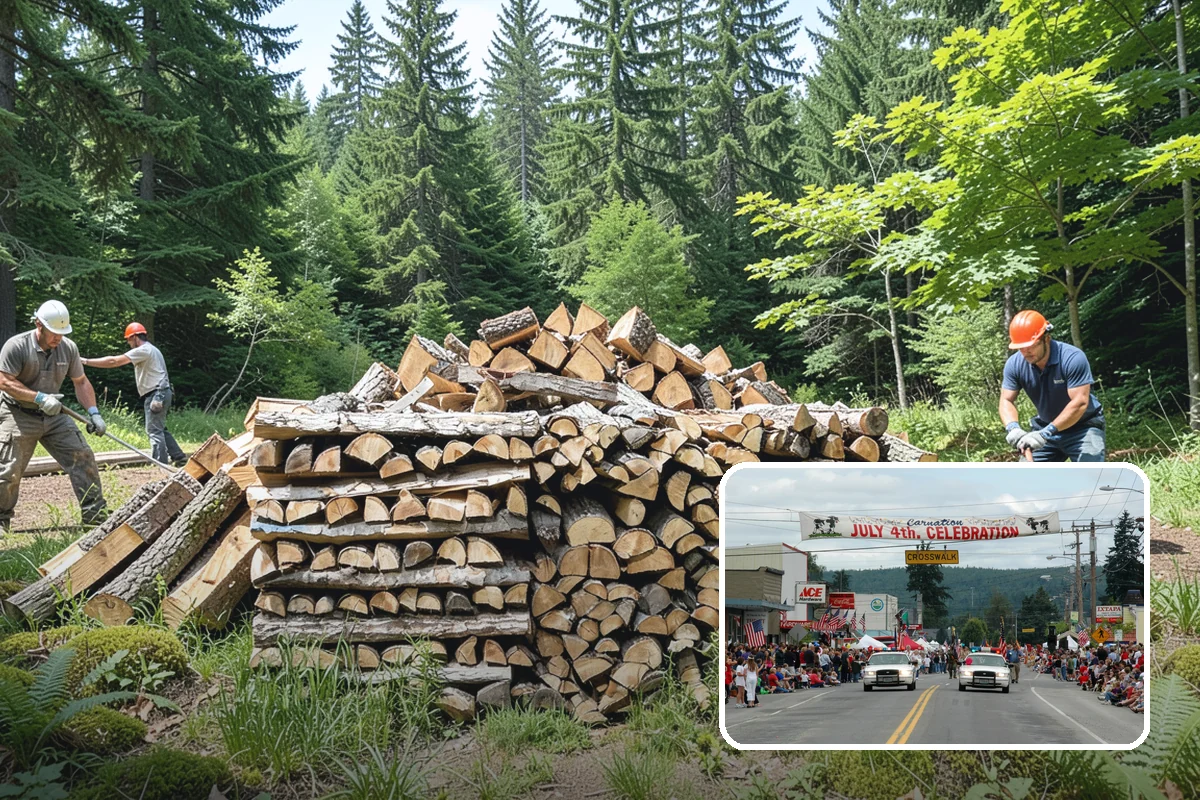 Backyard Delivery in Carnation, King County, WA - Wood placed close to where you burn it