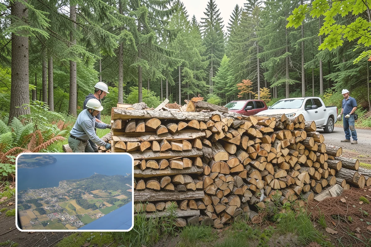Backyard Delivery in Coupeville, Island County, WA - Wood placed close to where you burn it