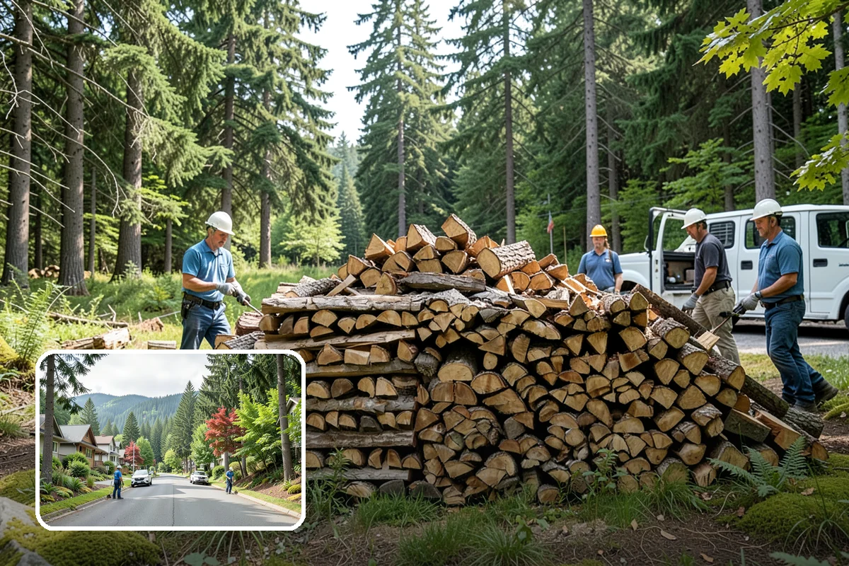 Backyard Delivery in Darrington, Snohomish County, WA - Wood placed close to where you burn it