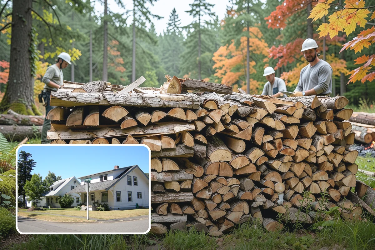 Backyard Delivery in DuPont, Pierce County, WA - Wood placed close to where you burn it