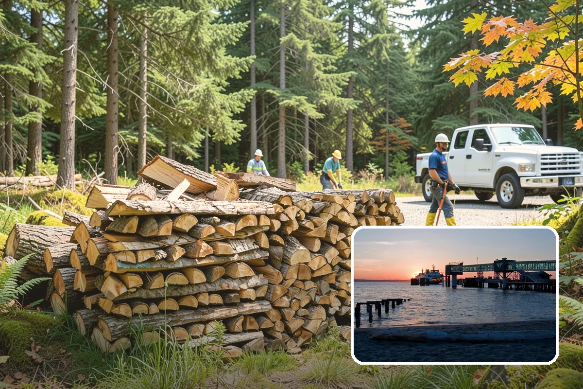 Backyard Delivery in Edmonds, Snohomish County, WA - Wood placed close to where you burn it