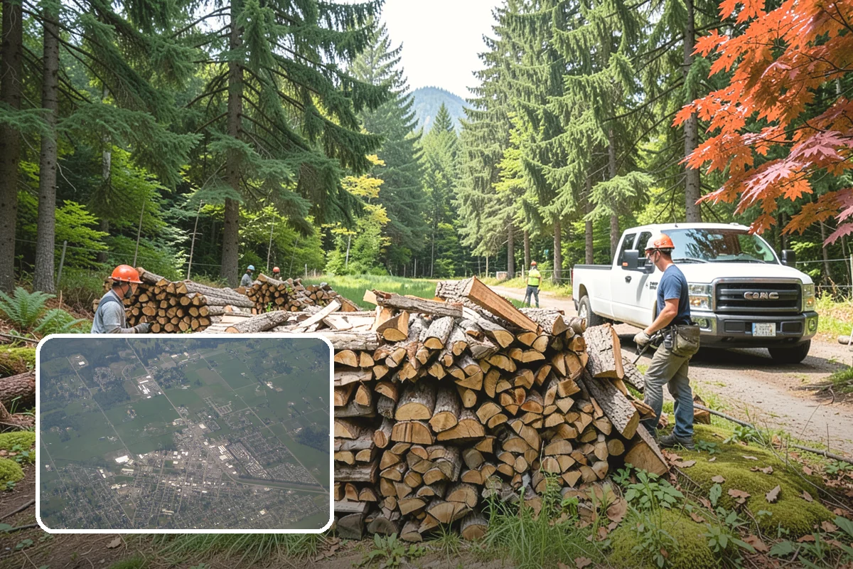 Backyard Delivery in Enumclaw, King County, WA - Wood placed close to where you burn it