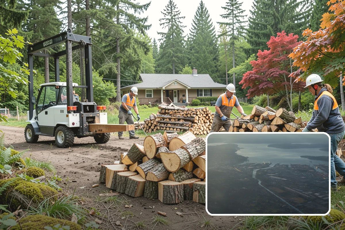 Backyard Delivery in Fife, Pierce County, WA - Wood placed close to where you burn it