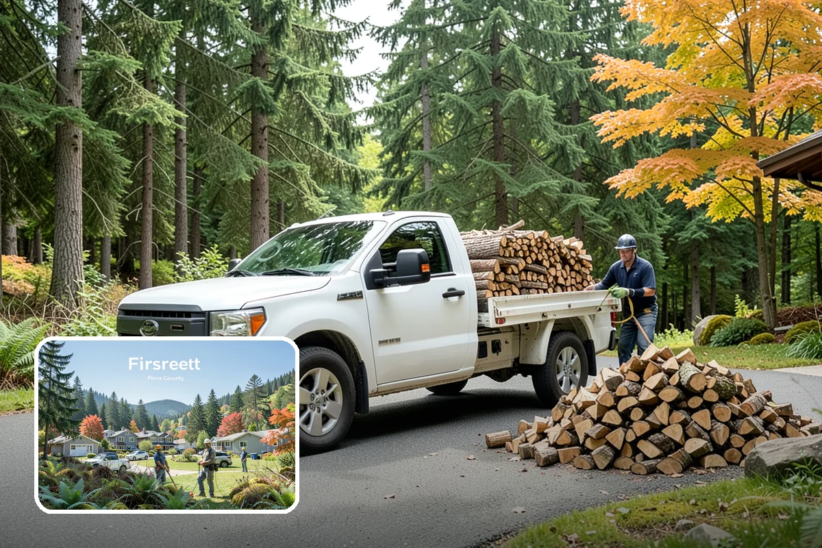 Backyard Delivery in Fircrest, Pierce County, WA - Wood placed close to where you burn it