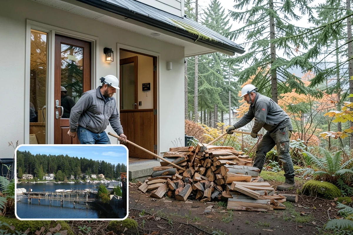 Backyard Delivery in Gig Harbor, Pierce County, WA - Wood placed close to where you burn it