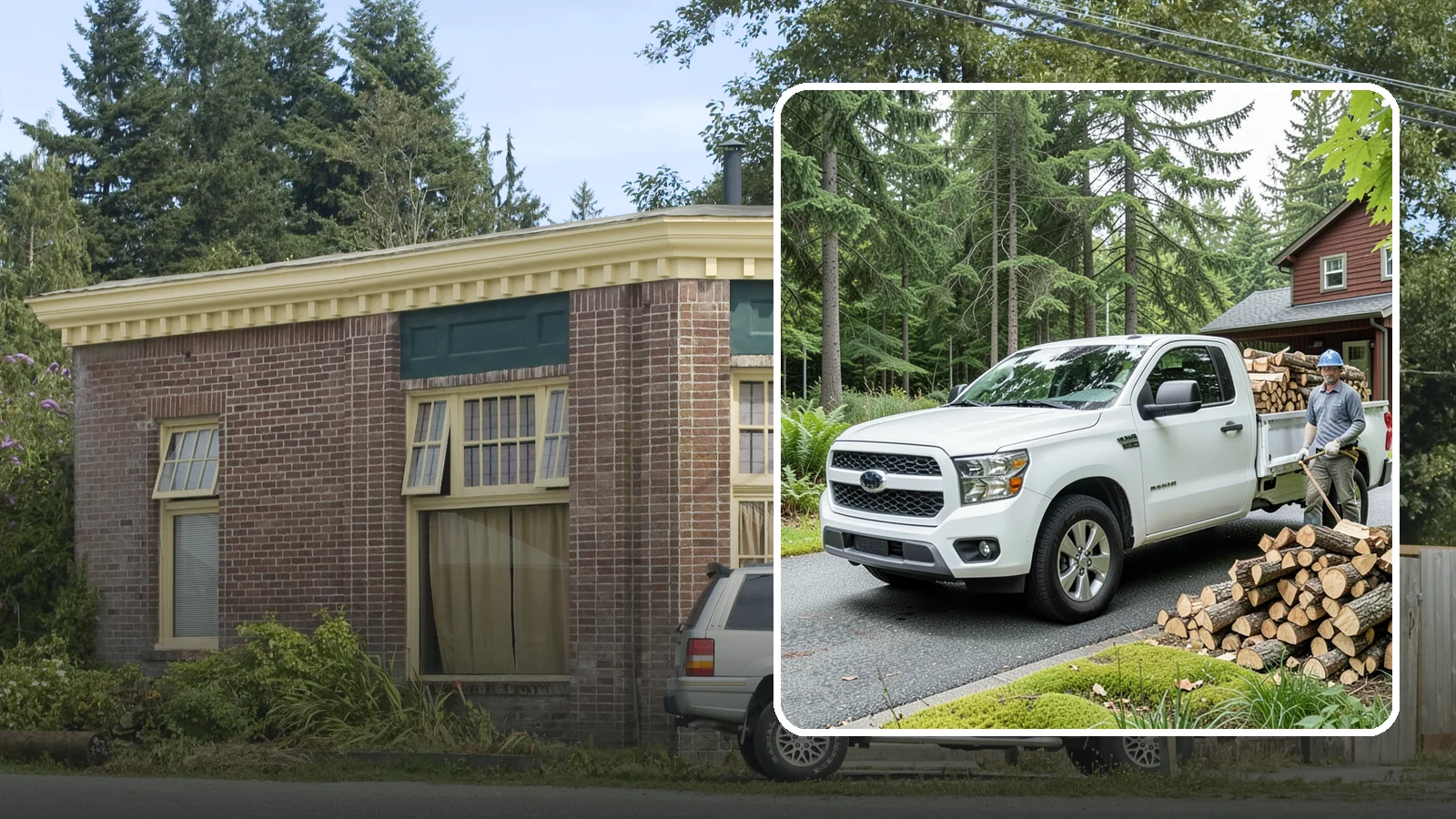 Backyard Delivery in Hamilton, Skagit County, WA - Firewood carried past the front of your property and placed in your backyard.