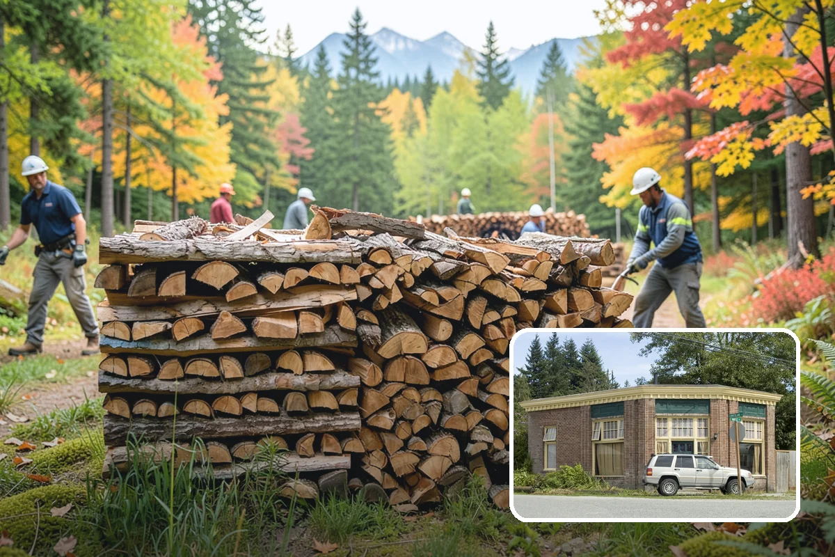 Backyard Delivery in Hamilton, Skagit County, WA - Wood placed close to where you burn it