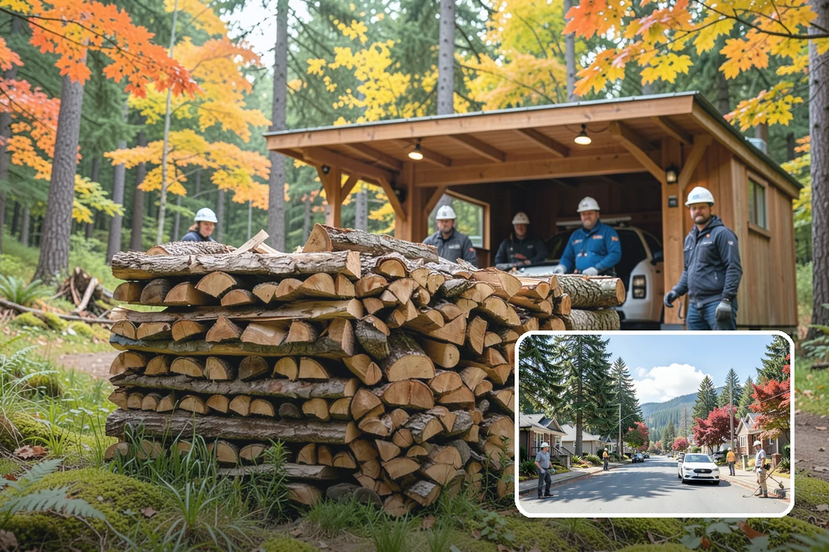 Backyard Delivery in Hunts Point, King County, WA - Wood placed close to where you burn it
