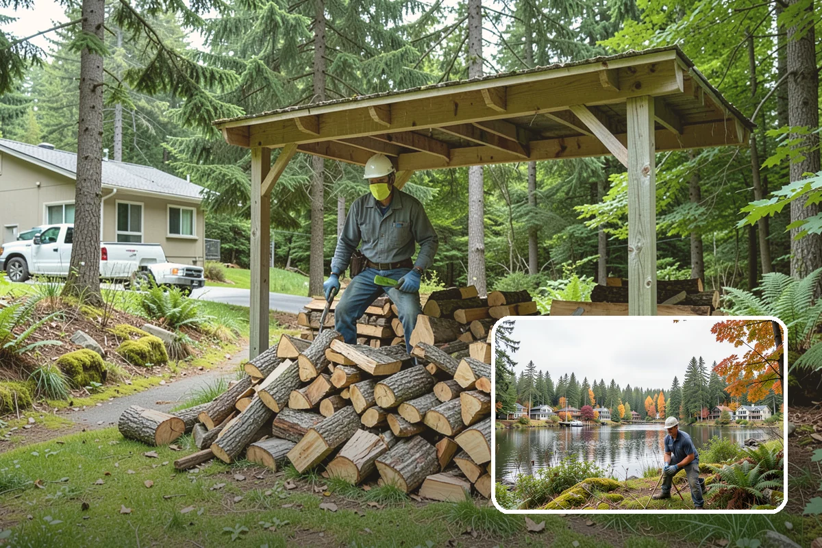 Backyard Delivery in La Conner, Skagit County, WA - Wood placed close to where you burn it