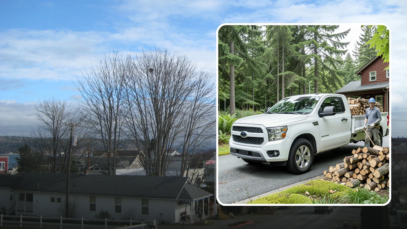 Backyard Delivery in Langley, Island County, WA - Firewood carried past the front of your property and placed in your backyard.