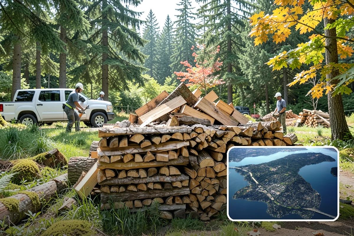 Backyard Delivery in Mercer Island, King County, WA - Wood placed close to where you burn it