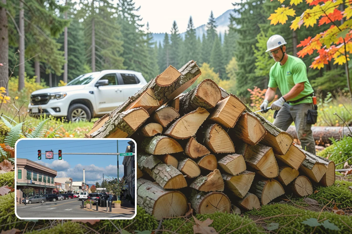 Backyard Delivery in Monroe, Snohomish County, WA - Wood placed close to where you burn it