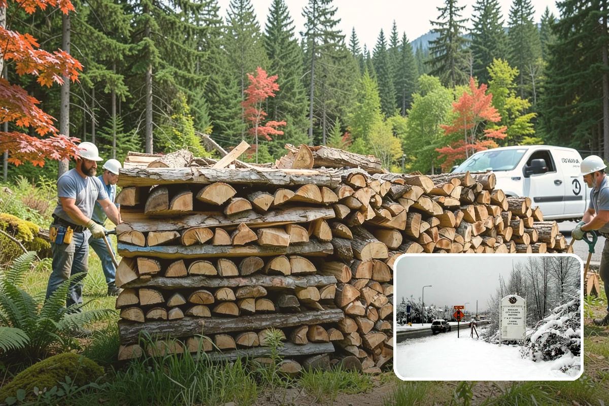 Backyard Delivery in Newcastle, King County, WA - Wood placed close to where you burn it