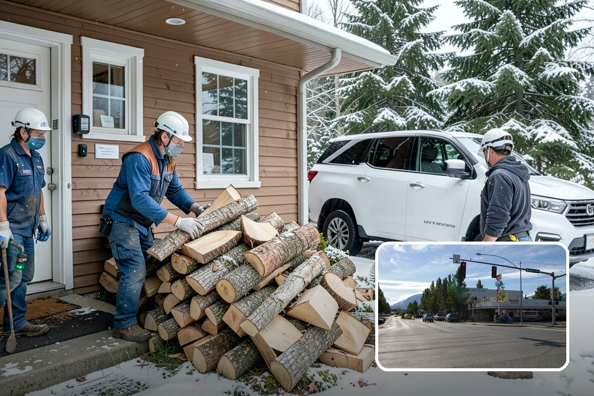Backyard Delivery in North Bend, King County, WA - Wood placed close to where you burn it