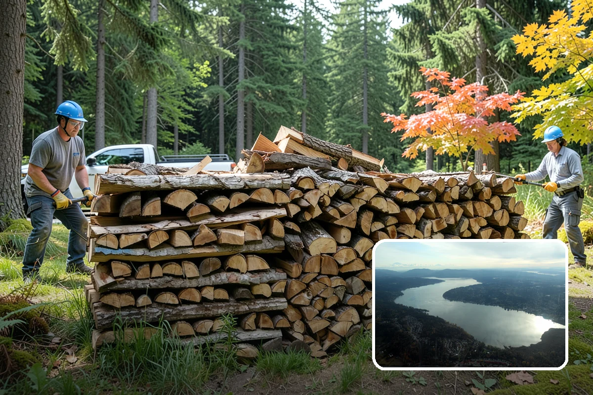 Backyard Delivery in Sammamish, King County, WA - Wood placed close to where you burn it