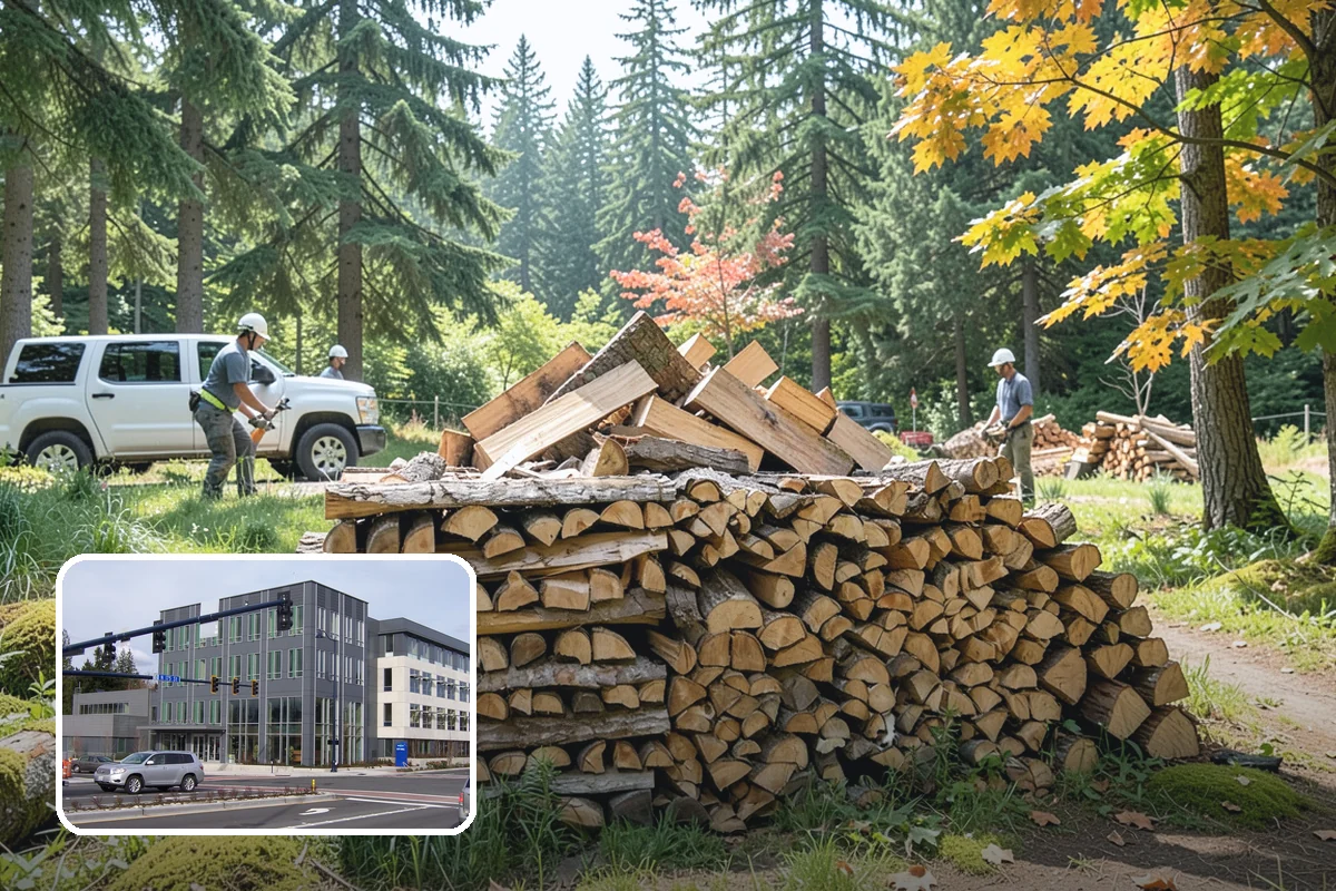 Backyard Delivery in Shoreline, King County, WA - Wood placed close to where you burn it