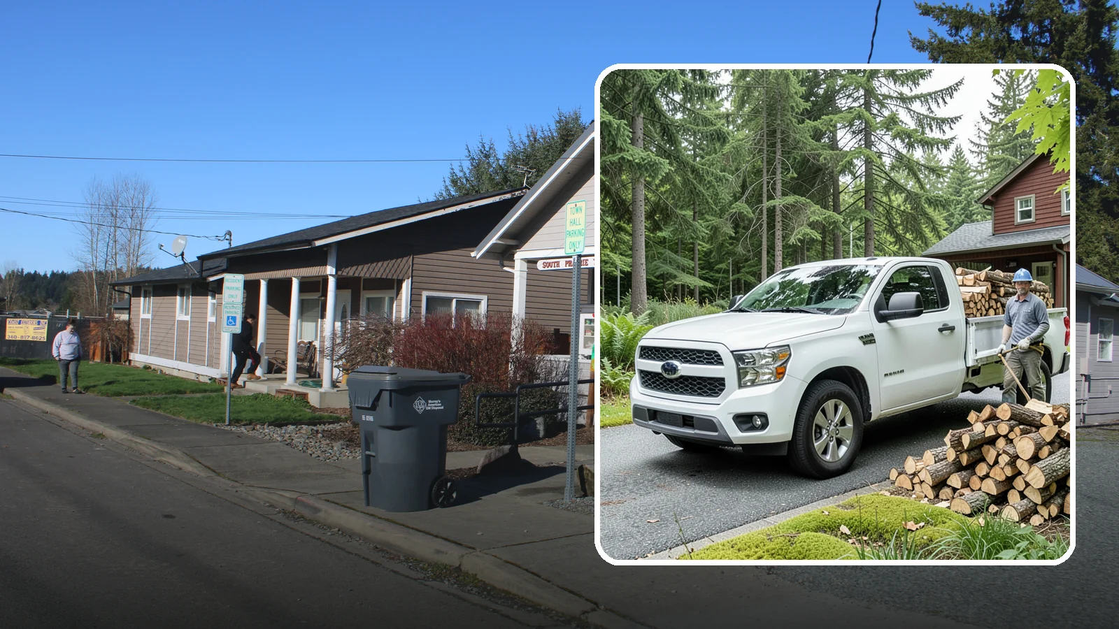 Backyard Delivery in South Prairie, Pierce County, WA - Firewood carried past the front of your property and placed in your backyard.
