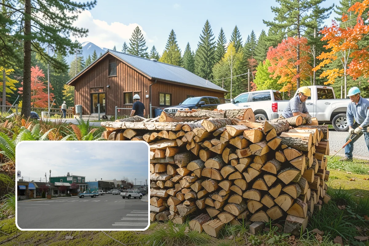 Backyard Delivery in Stanwood, Snohomish County, WA - Wood placed close to where you burn it
