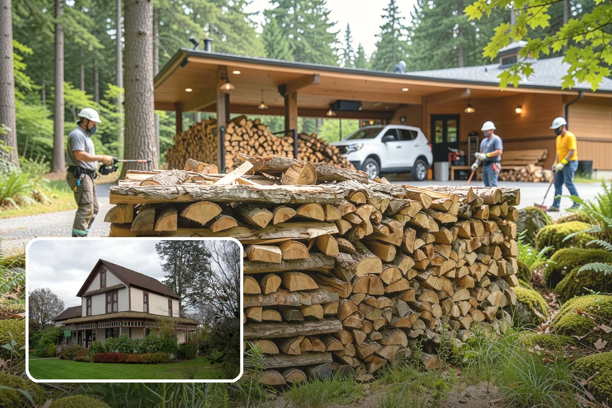 Backyard Delivery in Sumner, Pierce County, WA - Wood placed close to where you burn it