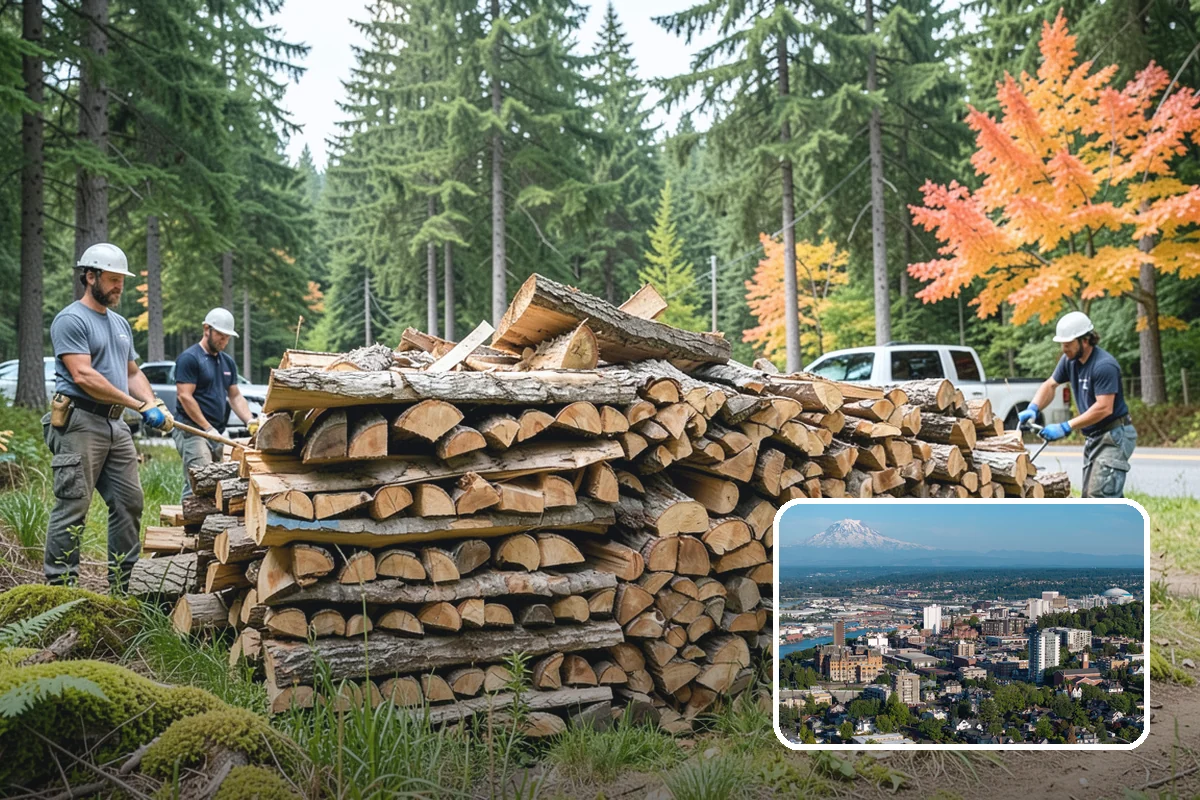 Backyard Delivery in Tacoma, Pierce County, WA - Wood placed close to where you burn it
