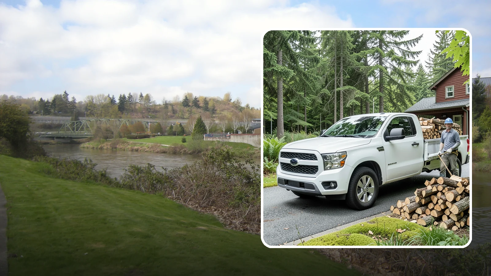 Backyard Delivery in Tukwila, King County, WA - Firewood carried past the front of your property and placed in your backyard.