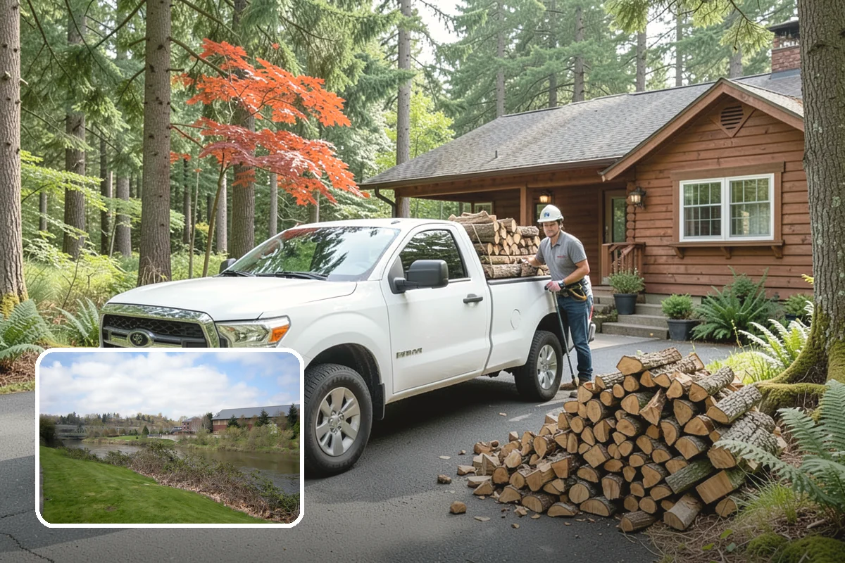 Backyard Delivery in Tukwila, King County, WA - Wood placed close to where you burn it